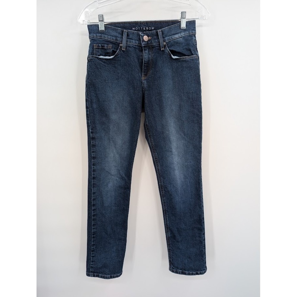 Mott & Bow Women's Slim Boyfriend Straight Leg Dark Blue Denim Jeans w25 l 28